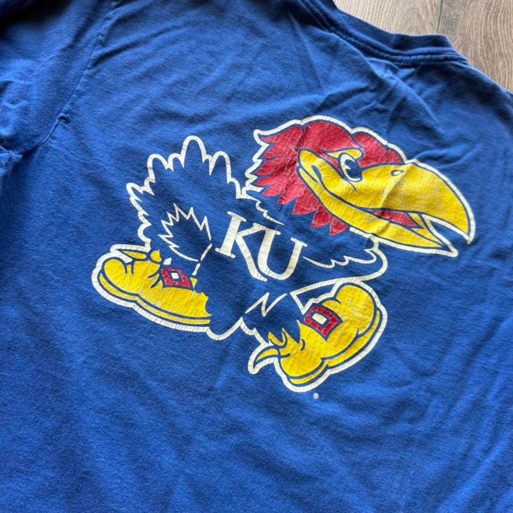 Adidas Kansas Jayhawks Long Sleeve‎ Shirt Blue Small - Picture 4 of 5